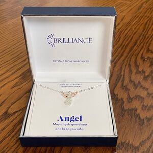 Silver Angel Necklace with Crystals